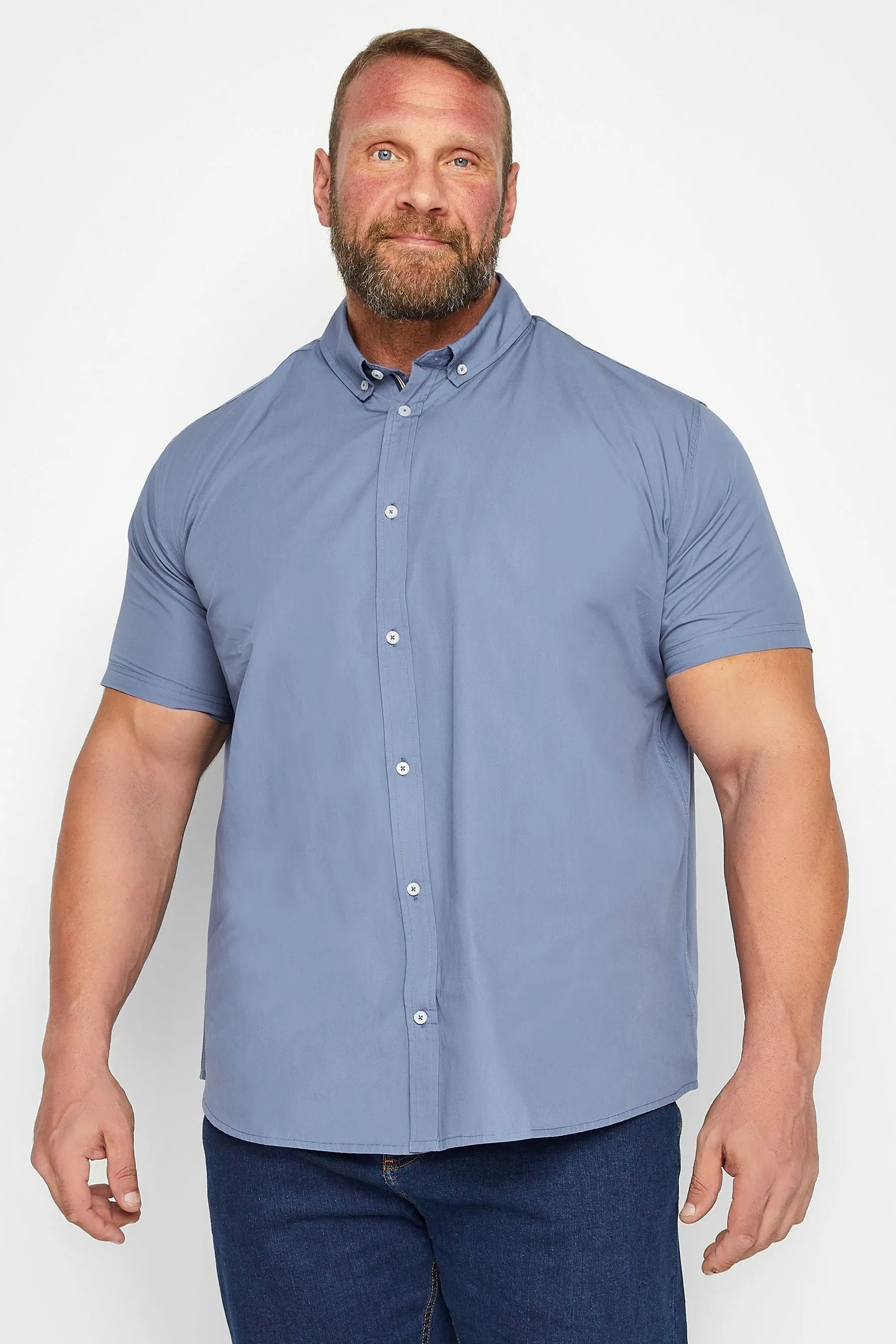BadRhino Big & Tall Maniche corte  100% Camicia Popeline di Cotone    